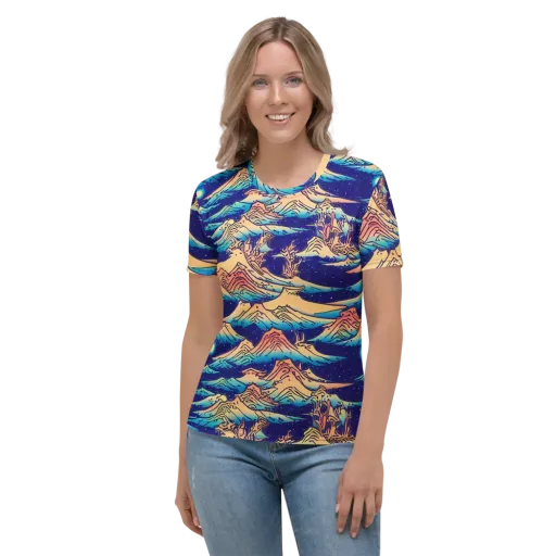 Mystical Mountain Mirage on a Women's Crew Neck T-Shirt