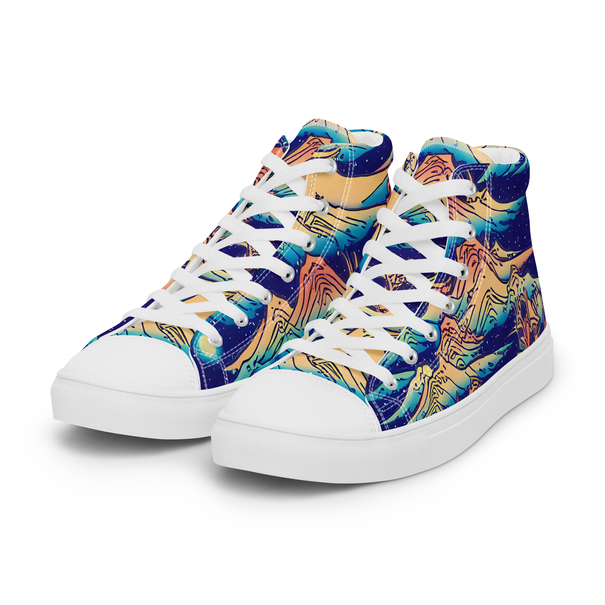 Mystical Mountain Mirage on Women's High Top Canvas Shoes — Left Front