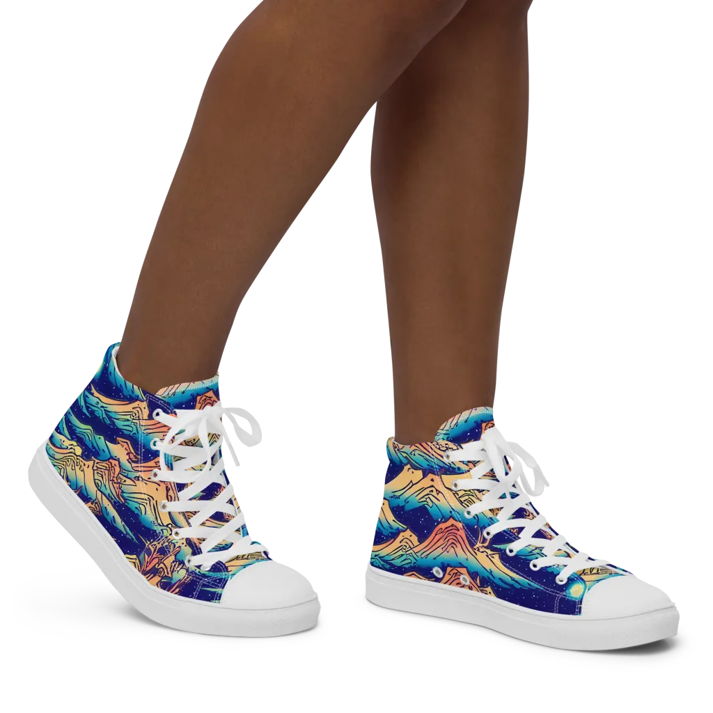 Mystical Mountain Mirage on Women's High Top Canvas Shoes — Right