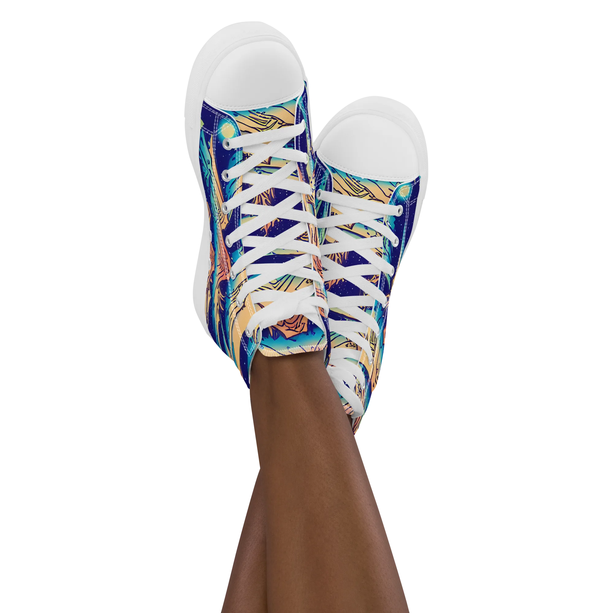 Mystical Mountain Mirage on Women's High Top Canvas Shoes — Front