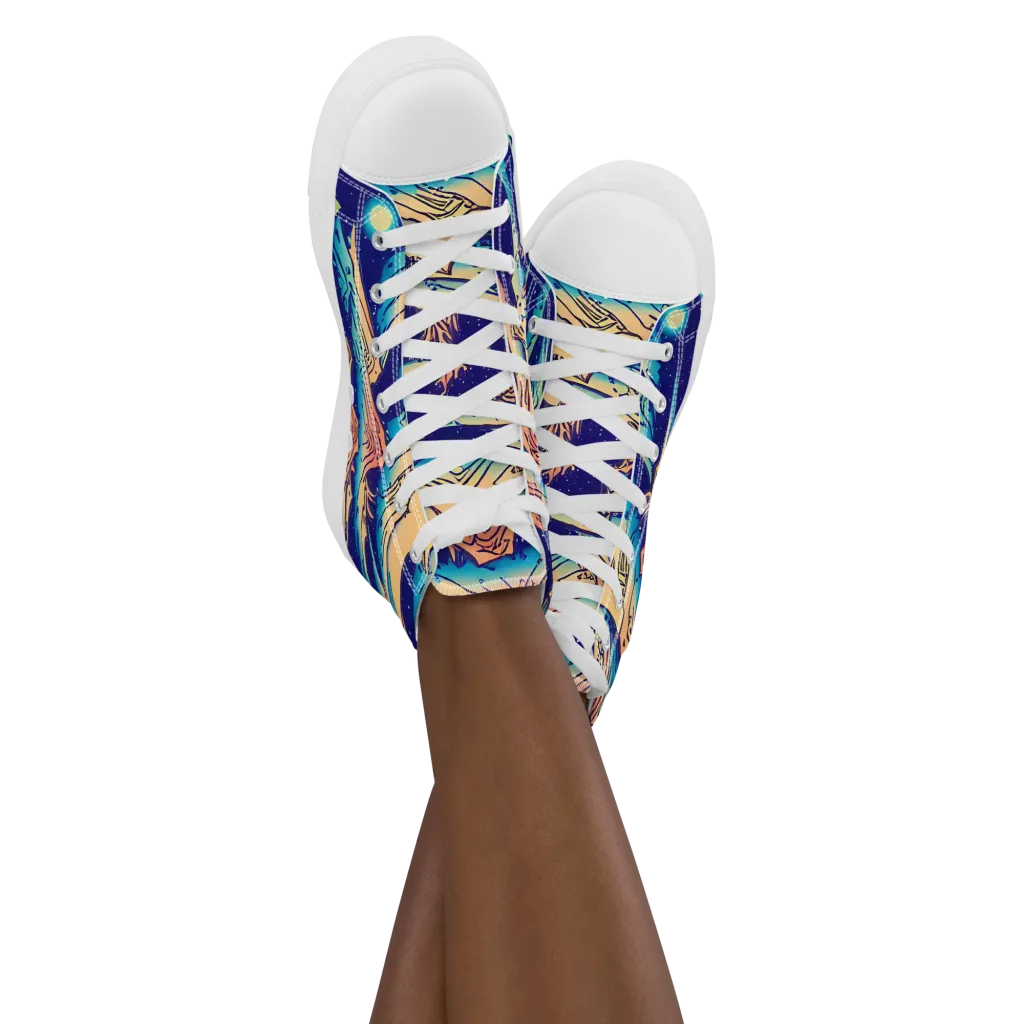 Mystical Mountain Mirage on Women's High Top Canvas Shoes — Front