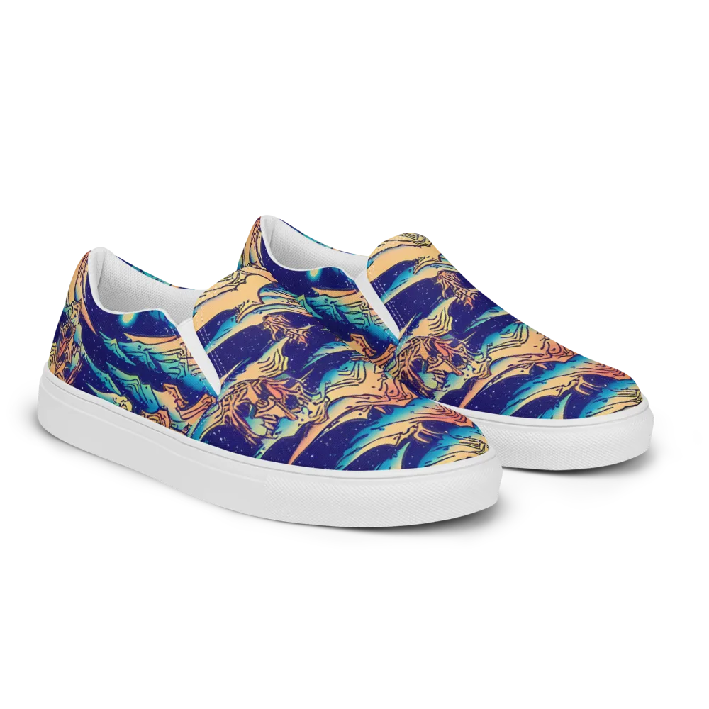 Mystical Mountain Mirage on Men's Slip-On Canvas Shoes — Right Front