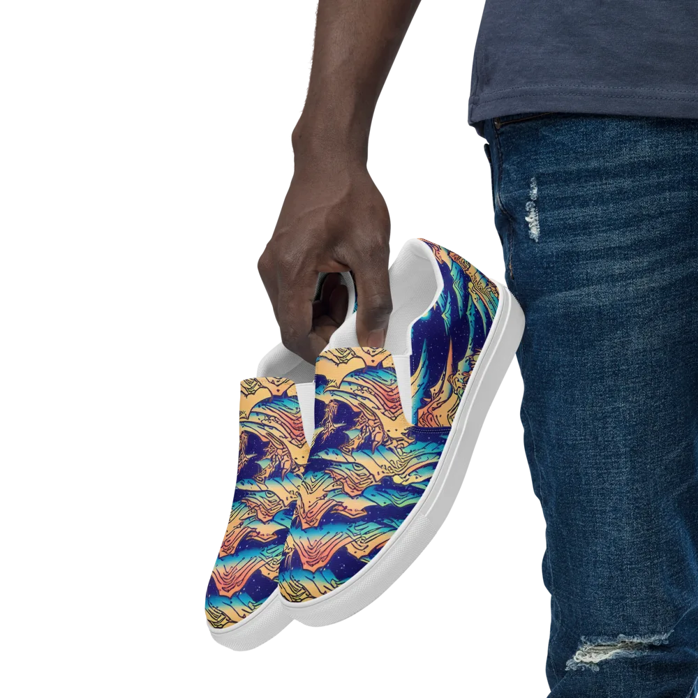 Mystical Mountain Mirage on Men's Slip-On Canvas Shoes — Left Front