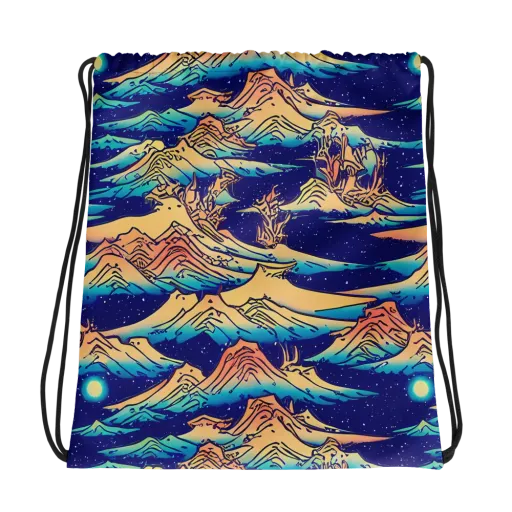 Mystical Mountain Mirage on a Drawstring Bag