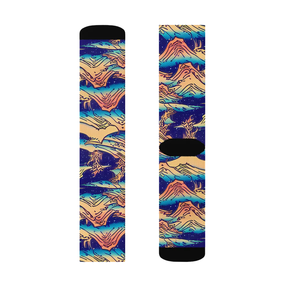 Mystical Mountain Mirage on Socks — Right Sock
