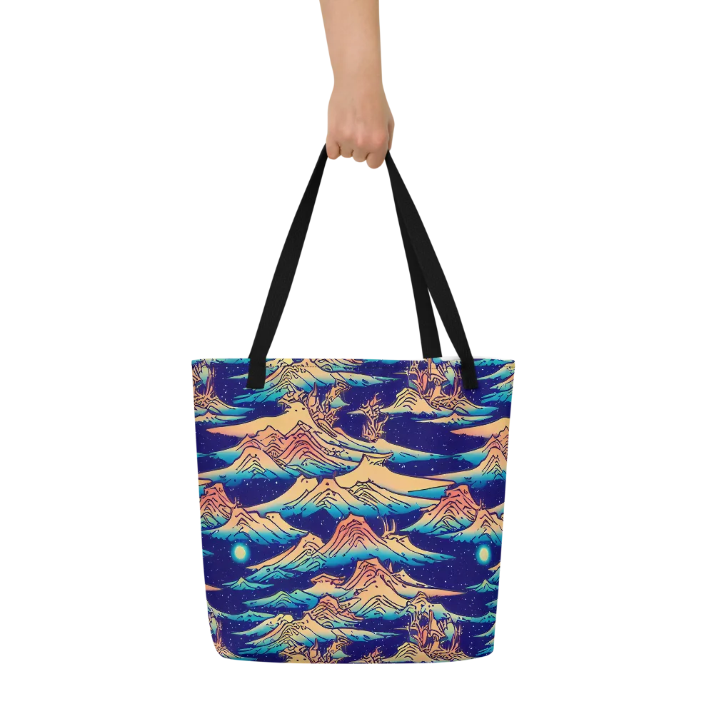 Mystical Mountain Mirage on Large Tote Bag W/ Pocket — Front