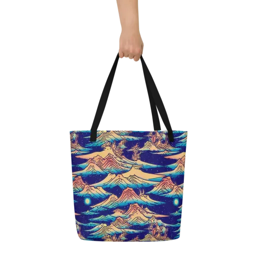 Mystical Mountain Mirage on a Large Tote Bag W/ Pocket