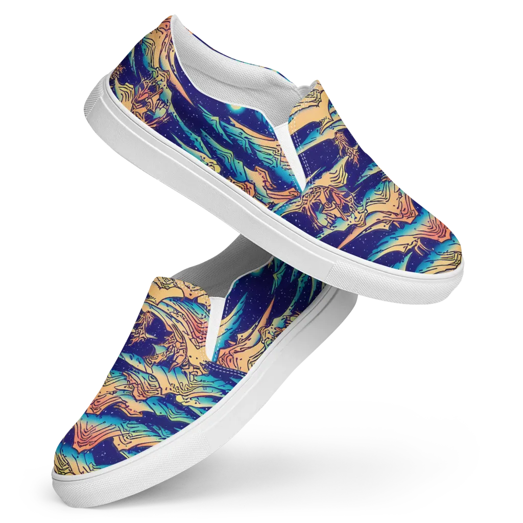 Mystical Mountain Mirage on Women's Slip-On Canvas Shoes — Front