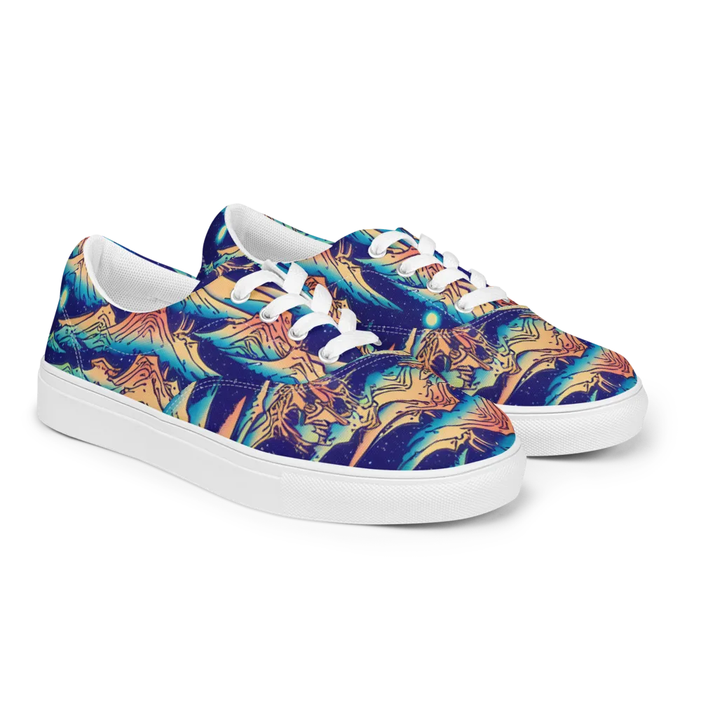 Mystical Mountain Mirage on Men's Lace-Up Canvas Shoes — Right Front