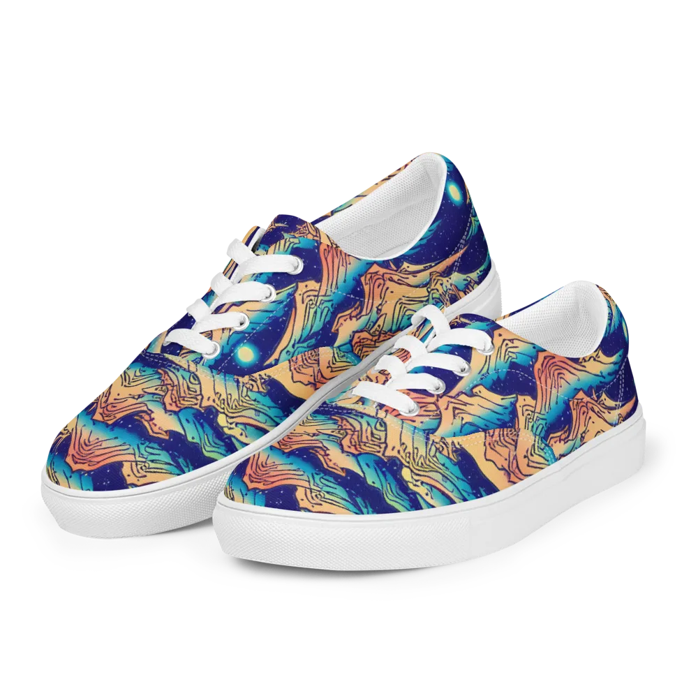 Mystical Mountain Mirage on Men's Lace-Up Canvas Shoes — Left Front
