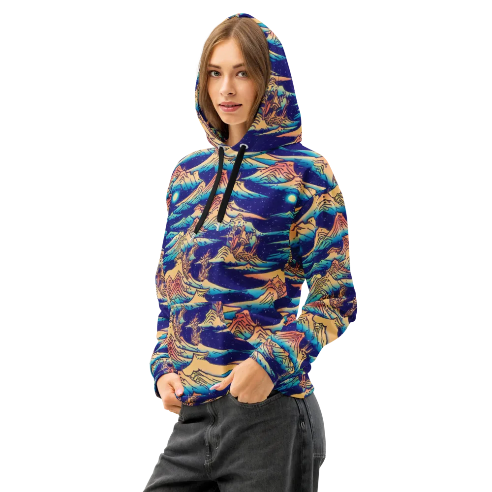 Mystical Mountain Mirage on Cotton Hoodie — Left Front