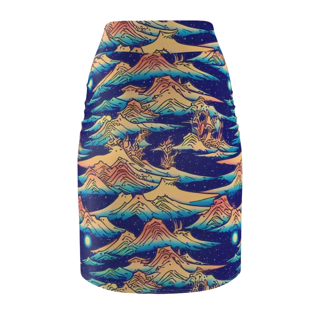 Mystical Mountain Mirage on Pencil Skirt — Back