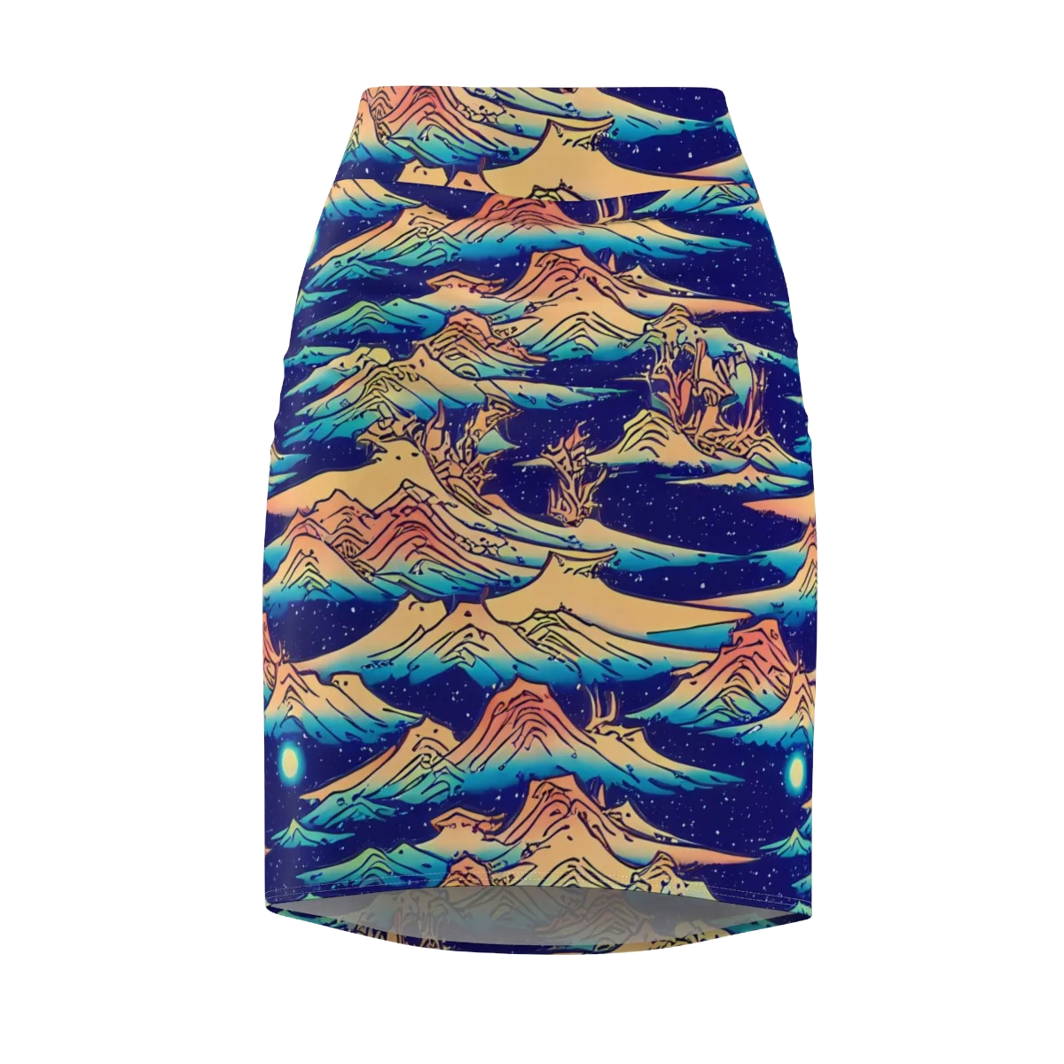 Mystical Mountain Mirage on Pencil Skirt — Front