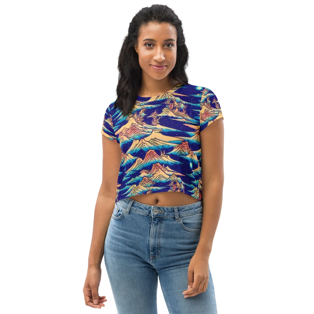 Mystical Mountain Mirage on Crop Tee — Front