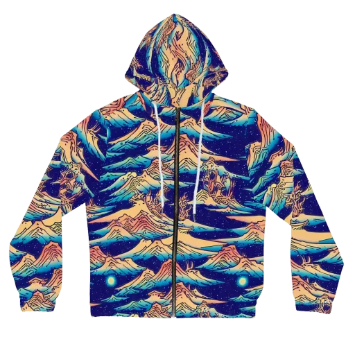 Mystical Mountain Mirage on a Women's Full-Zip Hoodie