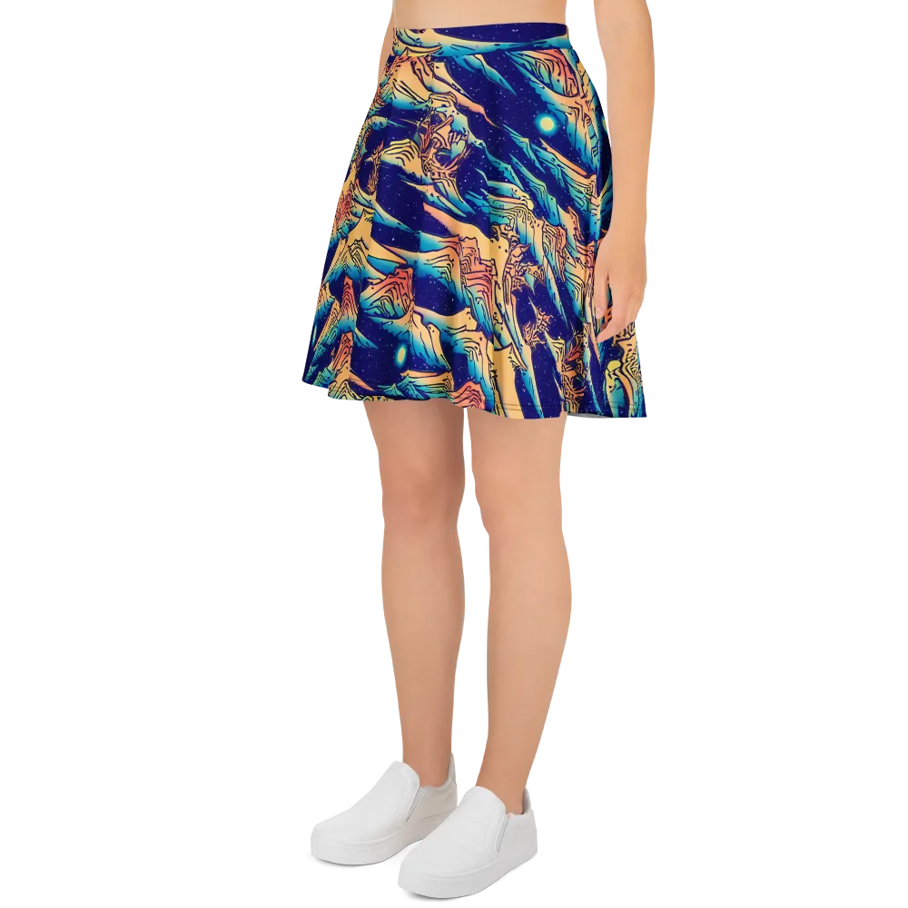 Mystical Mountain Mirage on Skater Skirt — Left