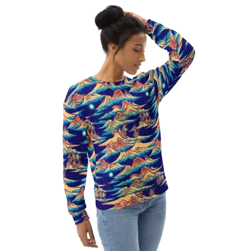 Mystical Mountain Mirage on a Sweatshirt