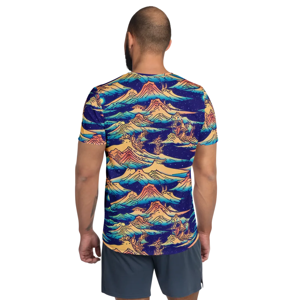 Mystical Mountain Mirage on Men's Athletic T-Shirt — Back