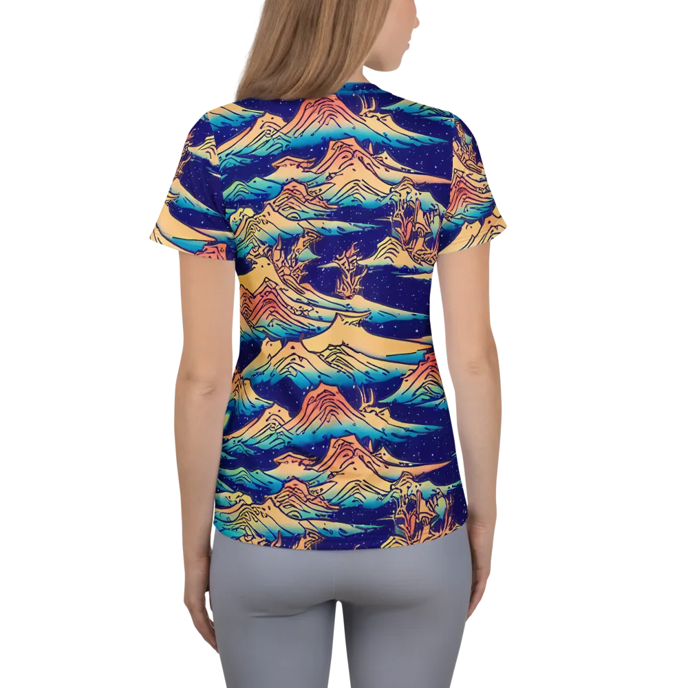 Mystical Mountain Mirage on Women's Athletic T-Shirt — Back