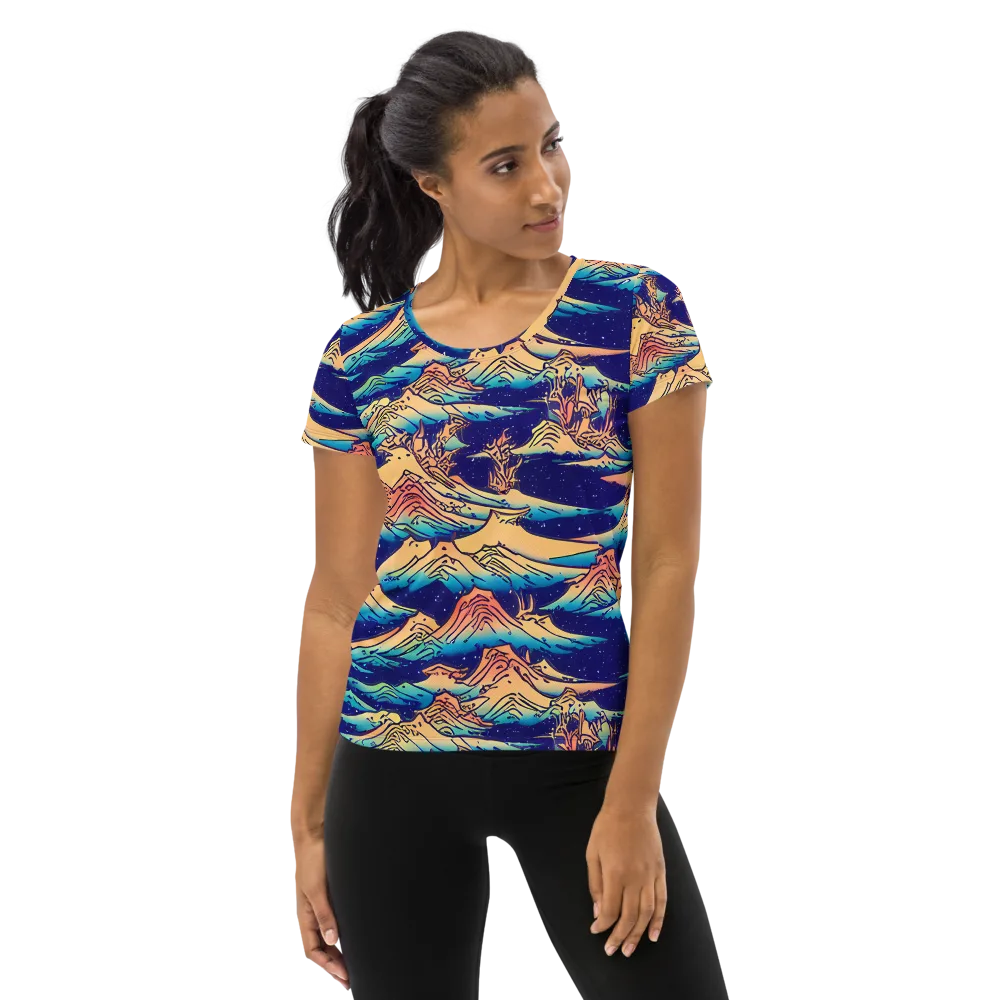 Mystical Mountain Mirage on Women's Athletic T-Shirt — Front