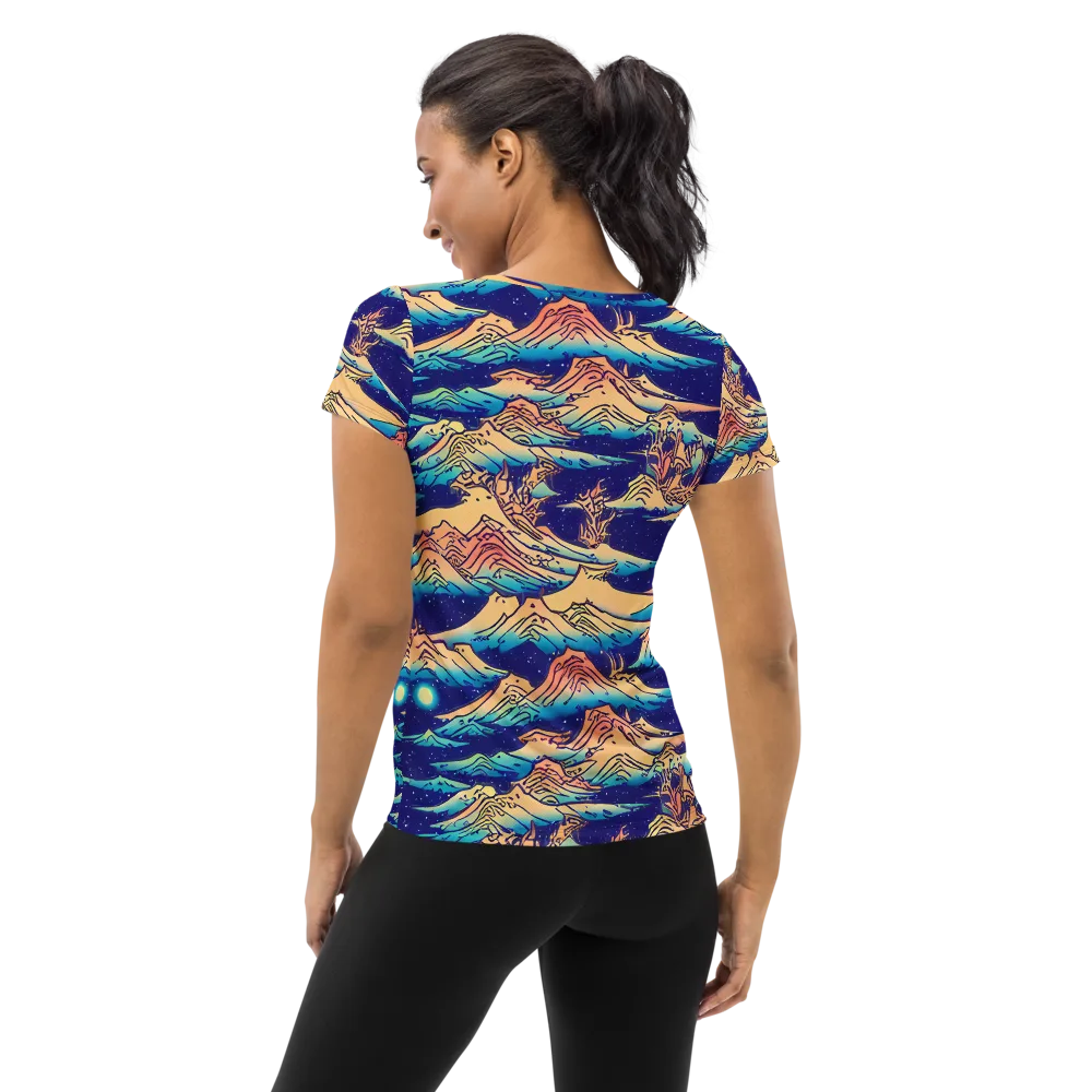 Mystical Mountain Mirage on Women's Athletic T-Shirt — Back