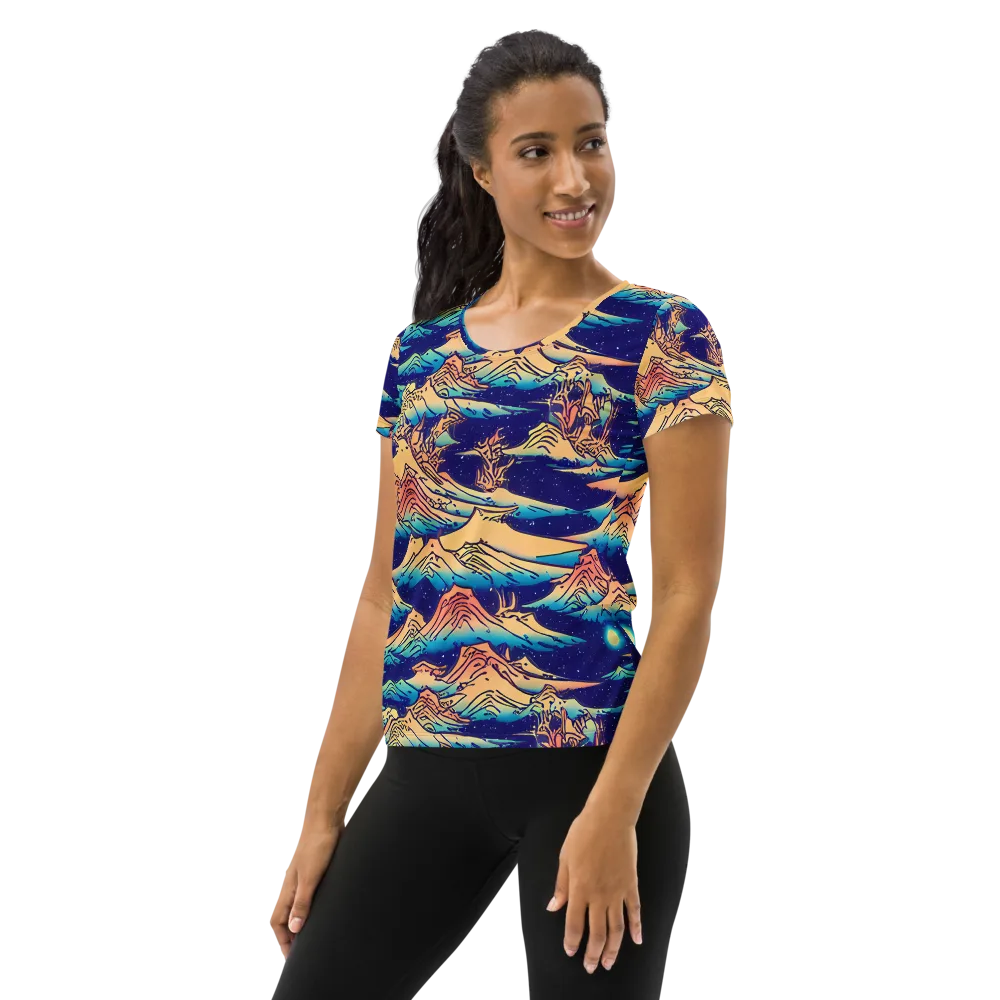 Mystical Mountain Mirage on Women's Athletic T-Shirt — Left