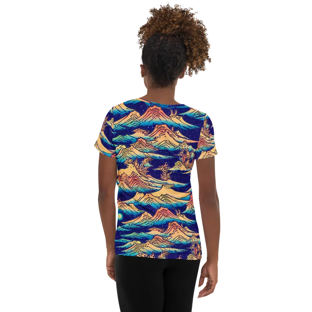 Mystical Mountain Mirage on Women's Athletic T-Shirt — Back