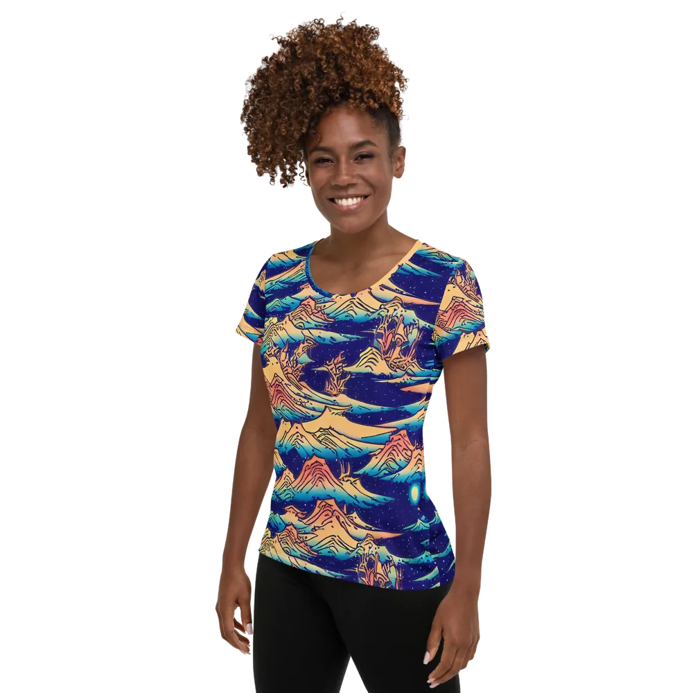 Mystical Mountain Mirage on Women's Athletic T-Shirt — Left