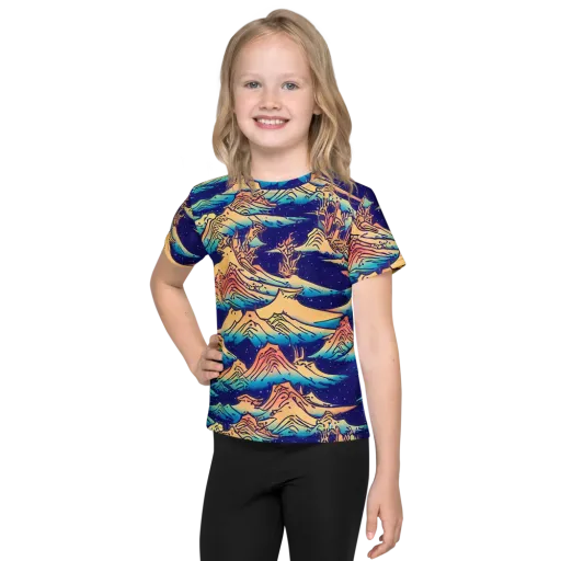 Mystical Mountain Mirage on a Kids Crew Neck T-Shirt
