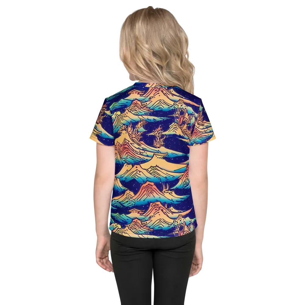 Mystical Mountain Mirage on Kids Crew Neck T-Shirt — Back