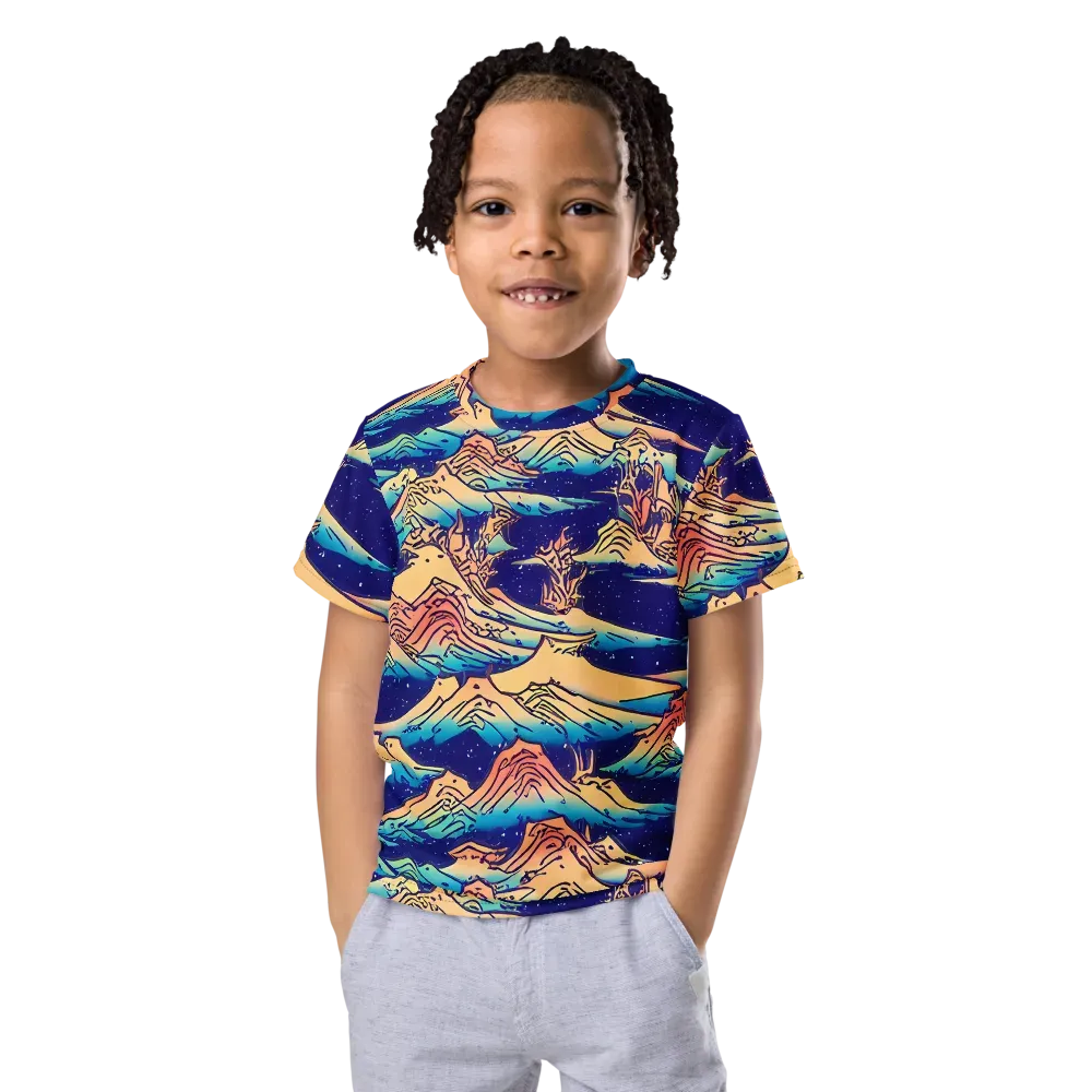 Mystical Mountain Mirage on Kids Crew Neck T-Shirt — Front