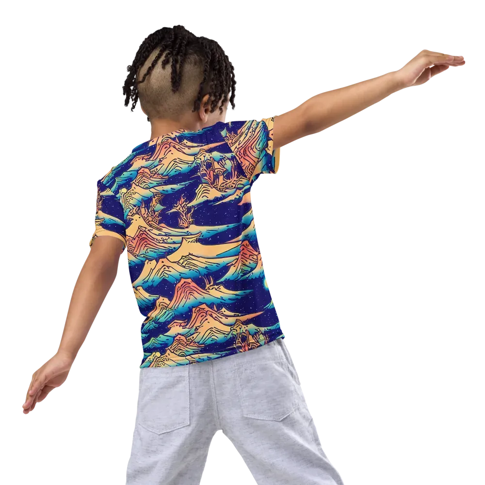 Mystical Mountain Mirage on Kids Crew Neck T-Shirt — Back