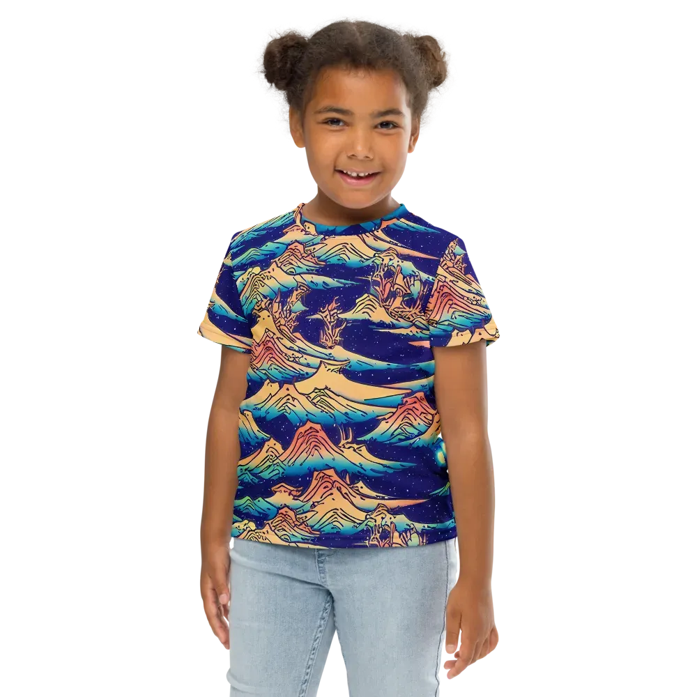 Mystical Mountain Mirage on Kids Crew Neck T-Shirt — Front