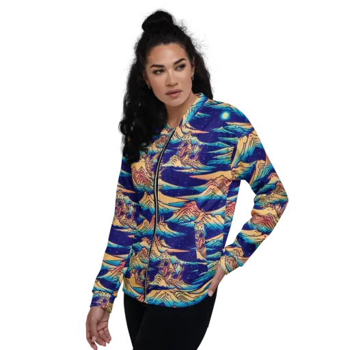 Mystical Mountain Mirage on a Bomber Jacket