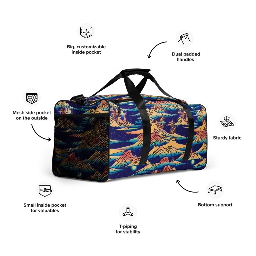 Mystical Mountain Mirage on Duffle Bag — Right Front