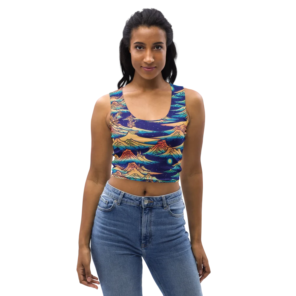 Mystical Mountain Mirage on Crop Top — Front