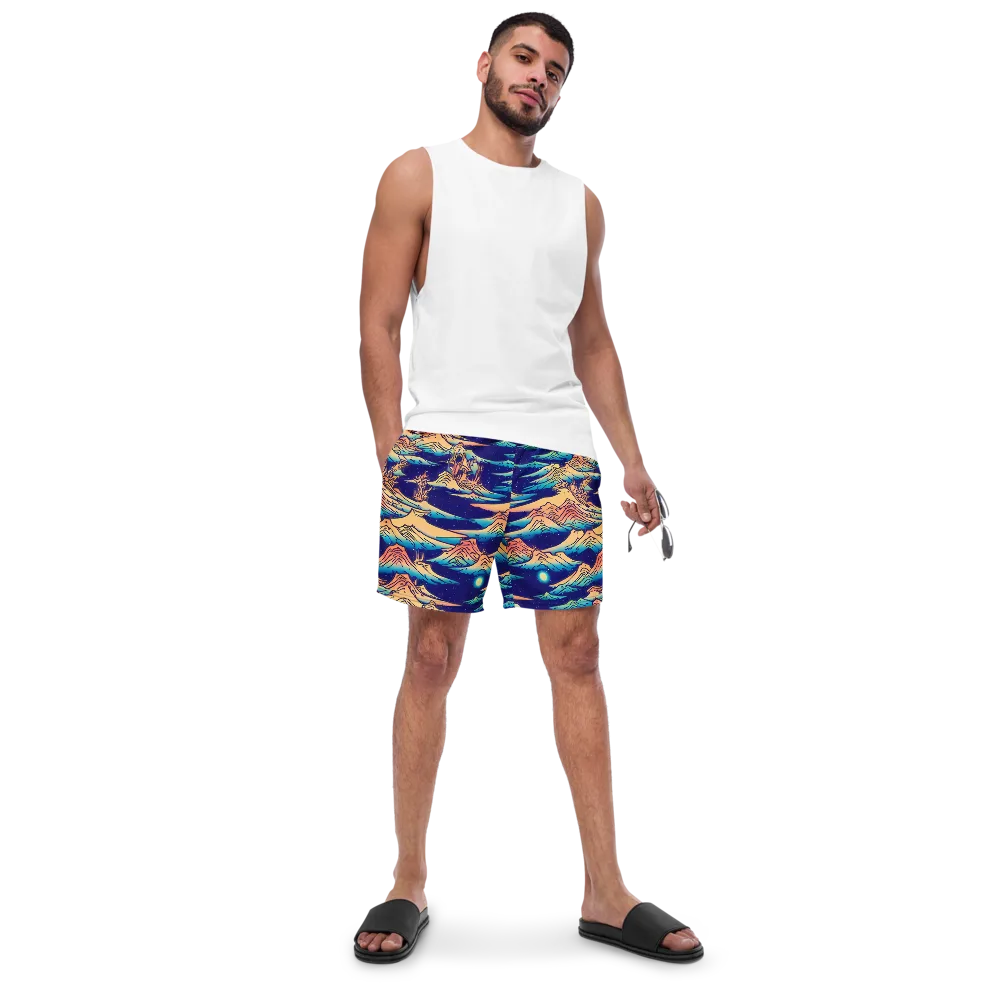 Mystical Mountain Mirage on Swim Trunks — Front