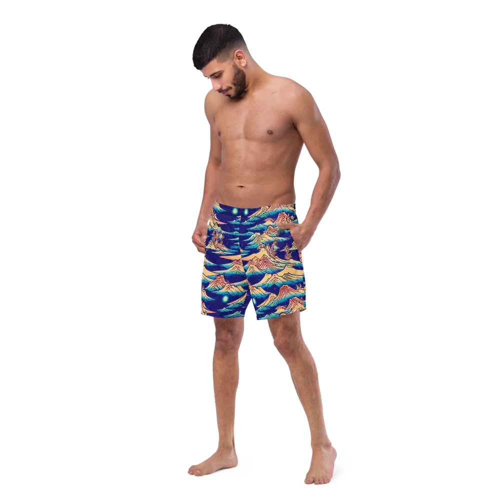 Mystical Mountain Mirage on Swim Trunks — Left Front