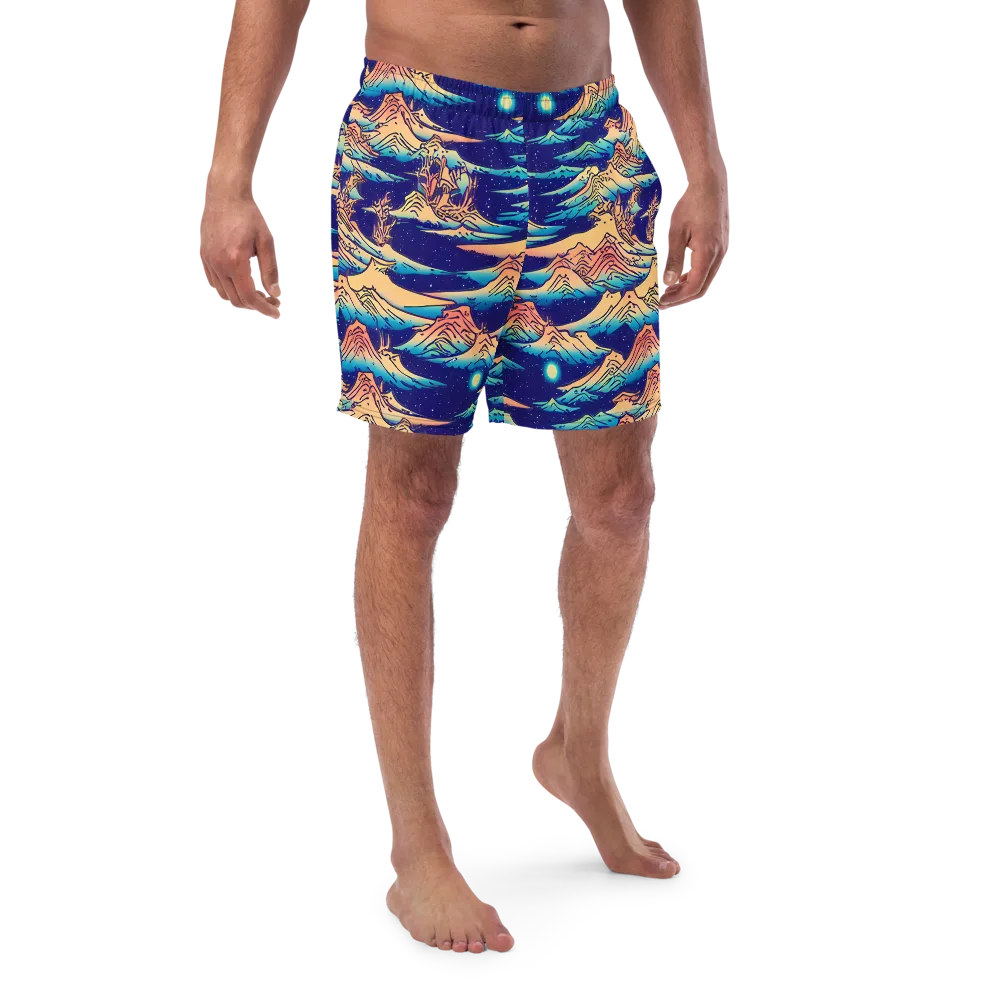Mystical Mountain Mirage on Swim Trunks — Front