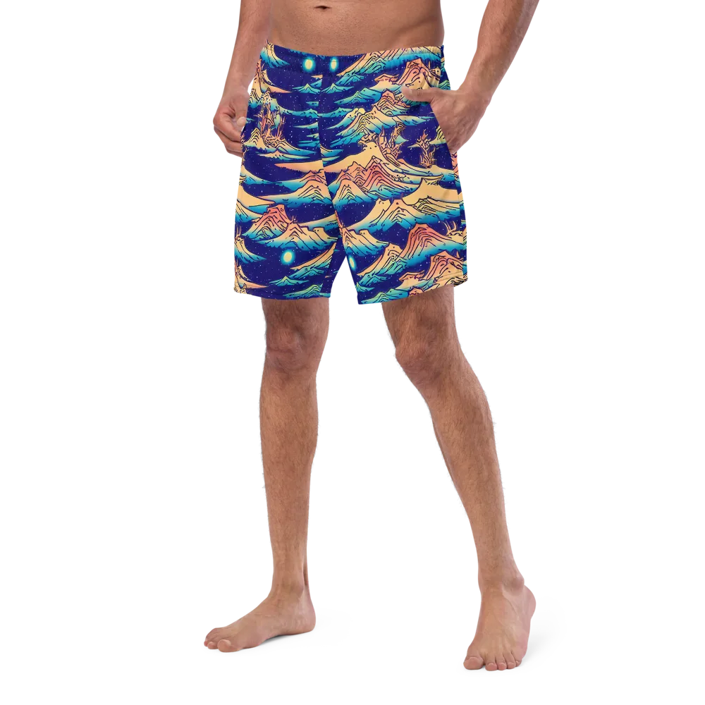 Mystical Mountain Mirage on Swim Trunks — Left Front