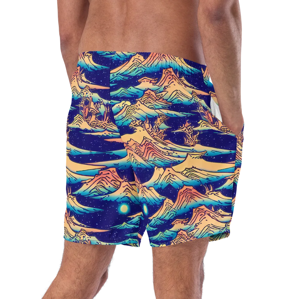 Mystical Mountain Mirage on Swim Trunks — Right Back