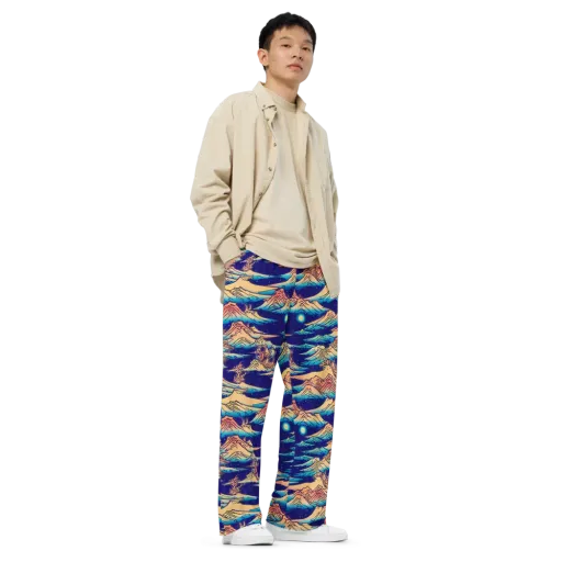 Mystical Mountain Mirage on a Wide-Leg Pants