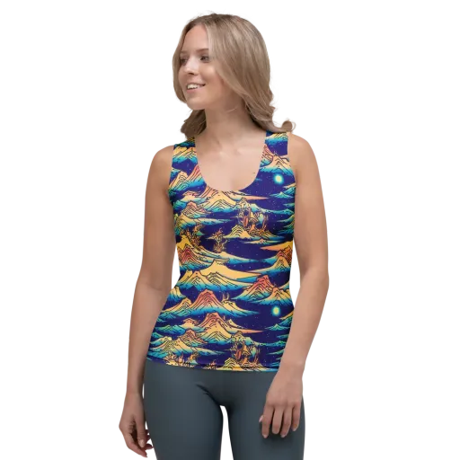 Mystical Mountain Mirage on a Women's Tank Top