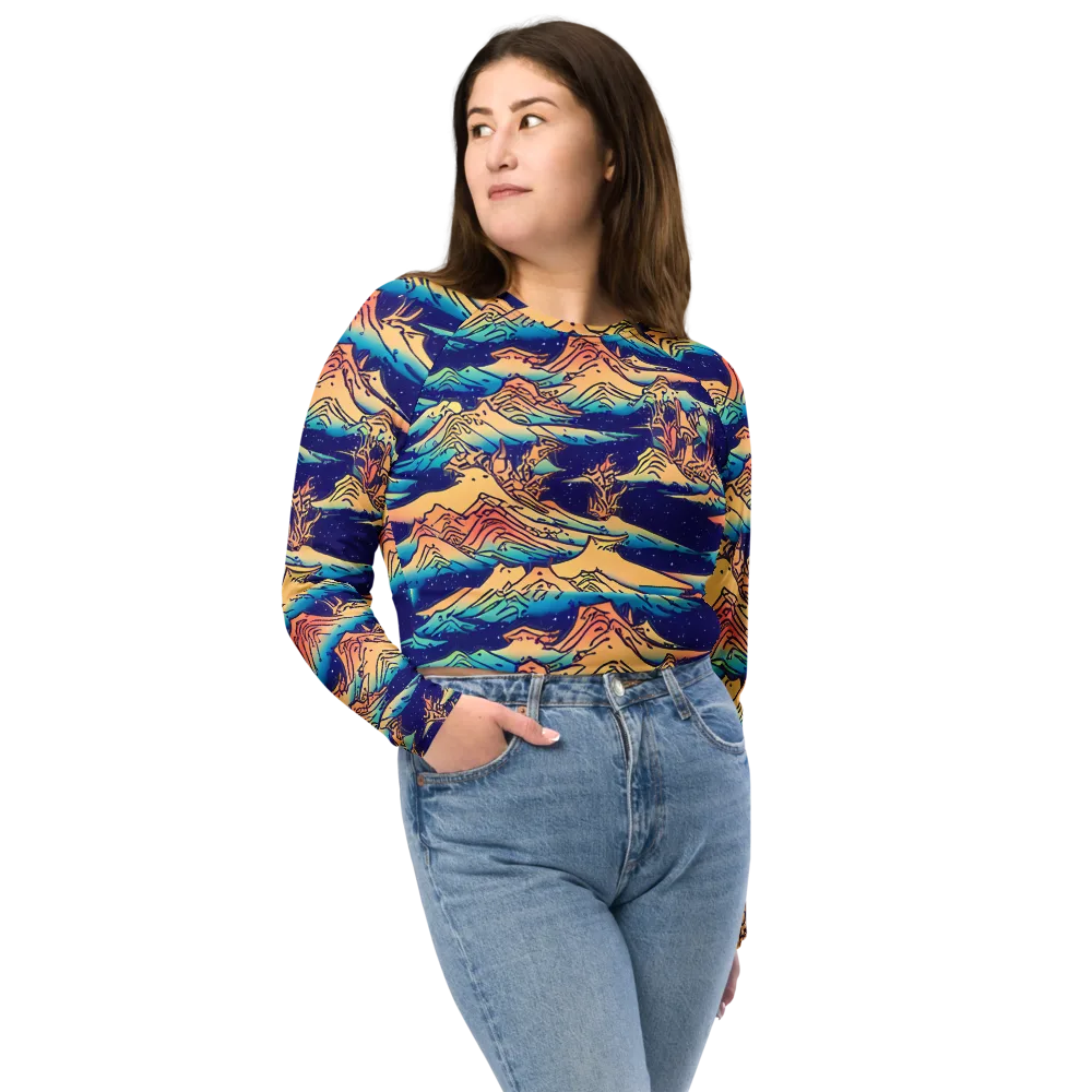Mystical Mountain Mirage on Long Sleeve Crop Top — Front