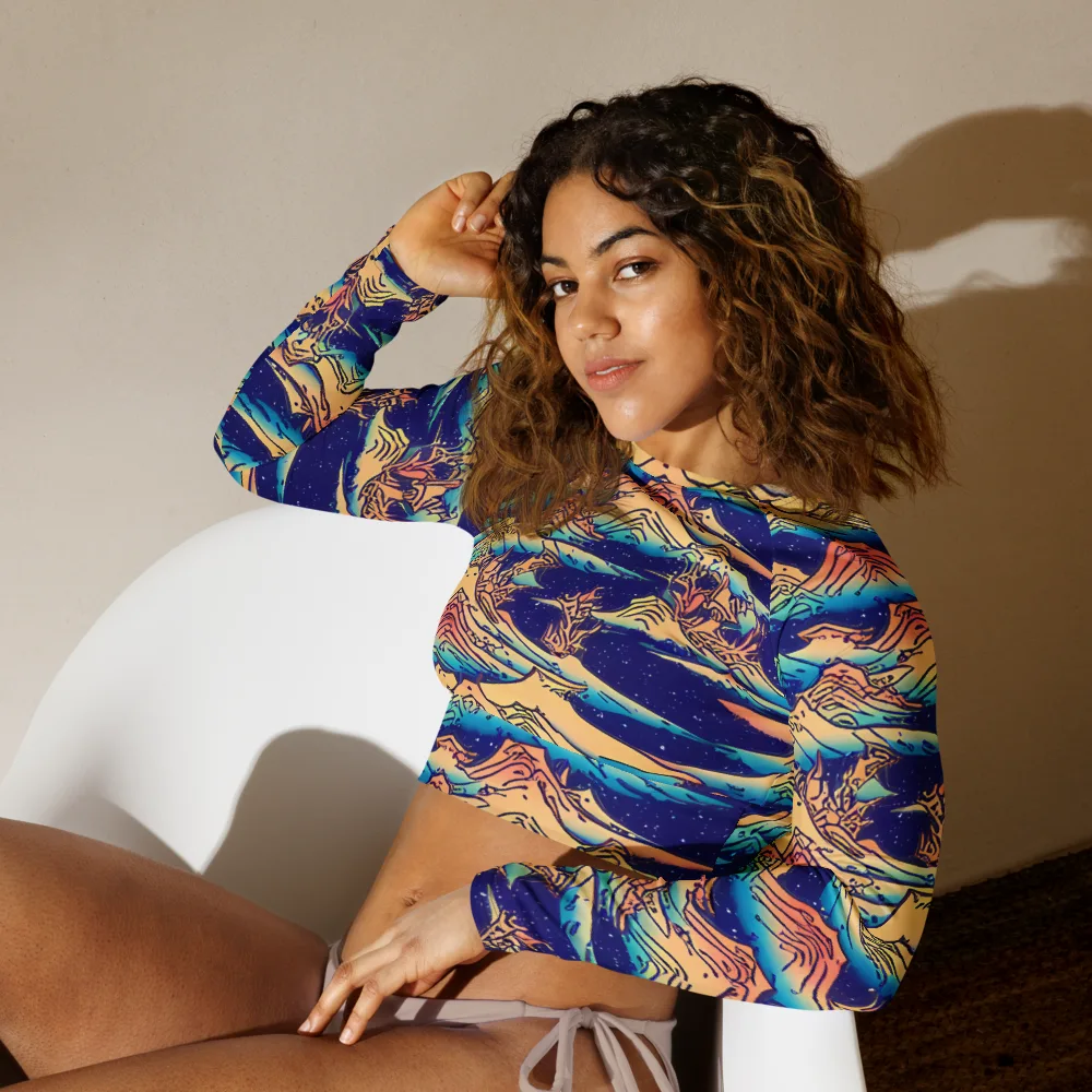 Mystical Mountain Mirage on Long Sleeve Crop Top — Left Front