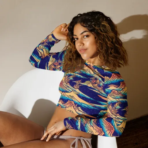 Mystical Mountain Mirage on a Long Sleeve Crop Top