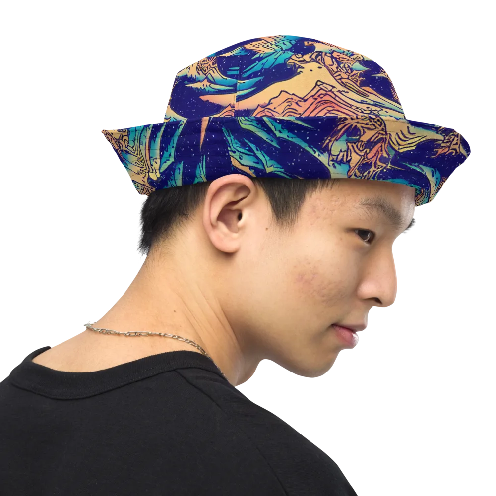 Mystical Mountain Mirage on Reversible Bucket Hat — Right Outside