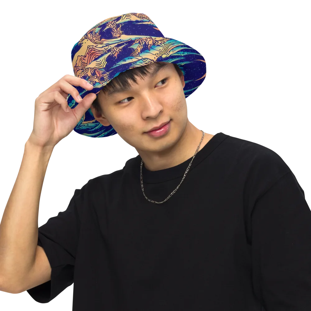 Mystical Mountain Mirage on Reversible Bucket Hat — Front Inside