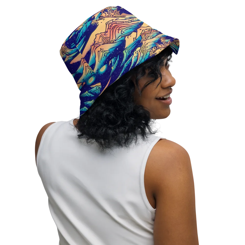 Mystical Mountain Mirage on Reversible Bucket Hat — Right Outside