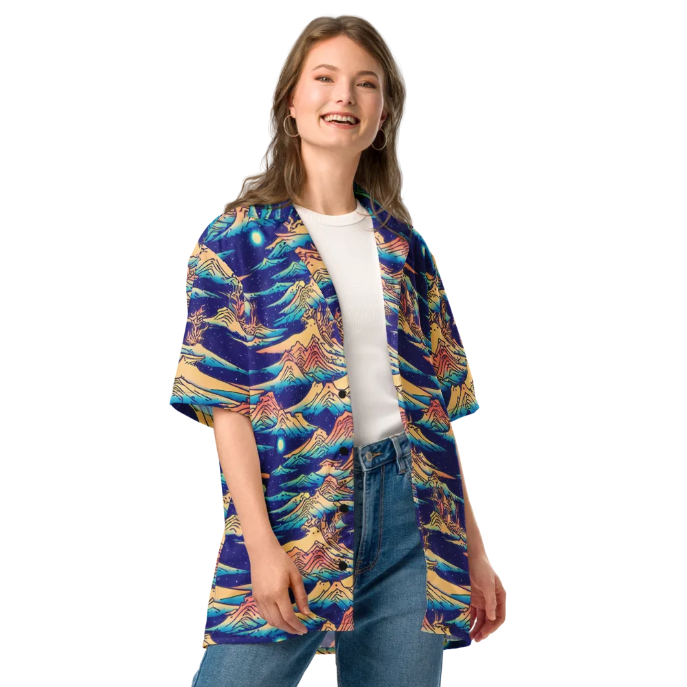 Mystical Mountain Mirage on Button Shirt — Front